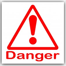 6 x Danger Symbol with Text-Red on White,External Self Adhesive Warning Stickers-Health and Safety Sign 